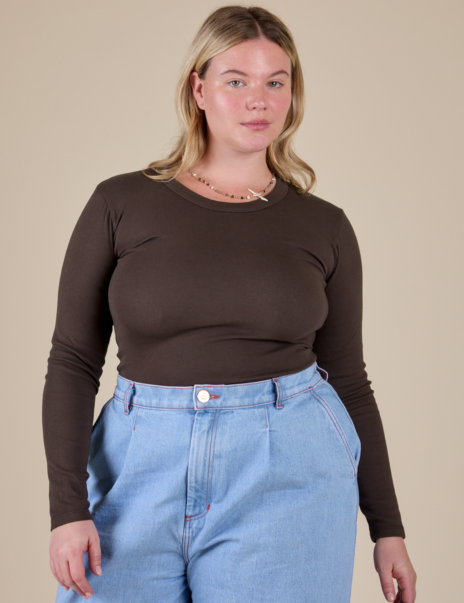 Long Sleeve Baby Tee - Espresso Brown