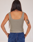 Square Neck Tank in Khaki Grey back view on Anthony