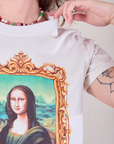 Masters Organic Tee in Mona Lisa front close up on Alex