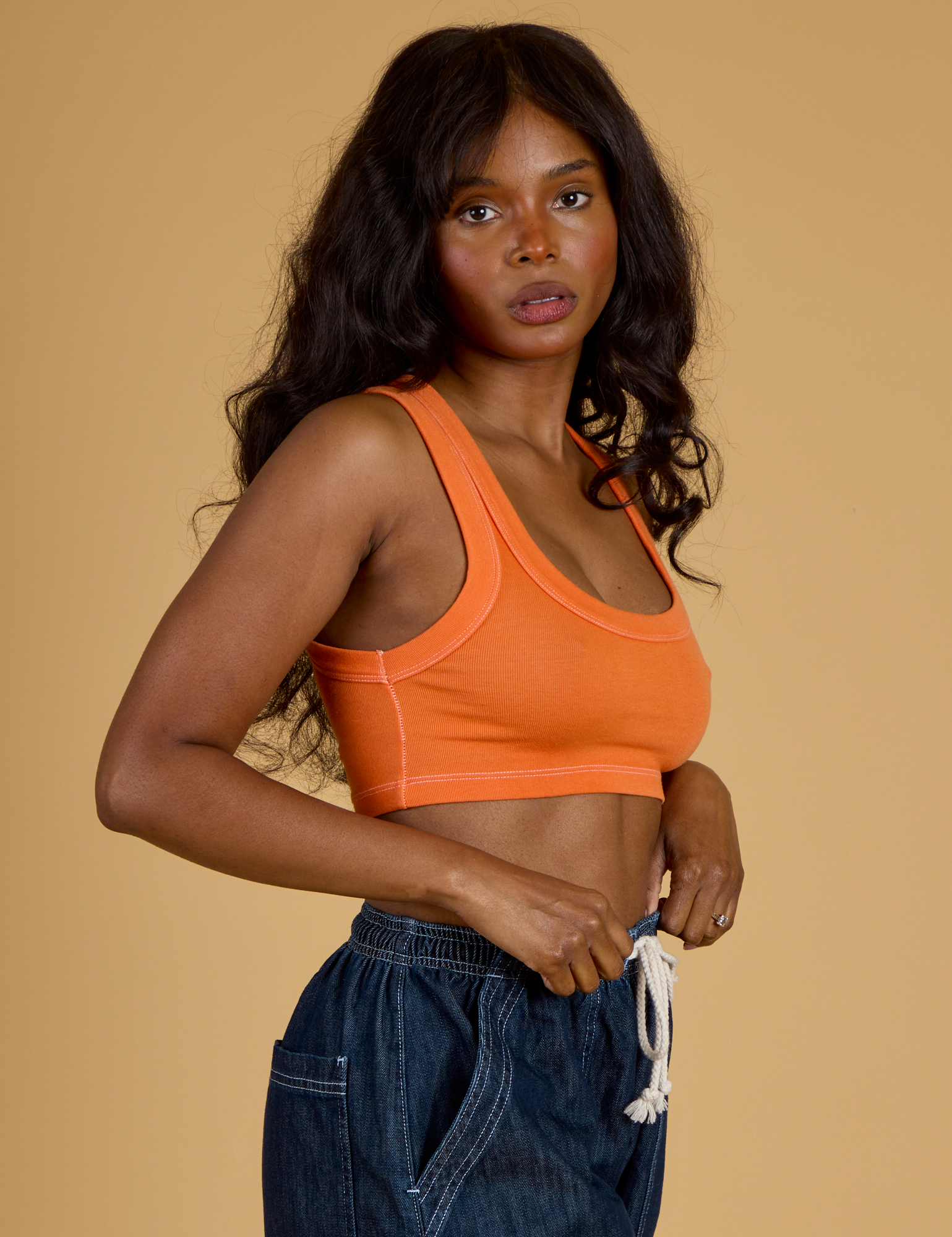 Contrast Stitch Mini Tank - Construction Orange
