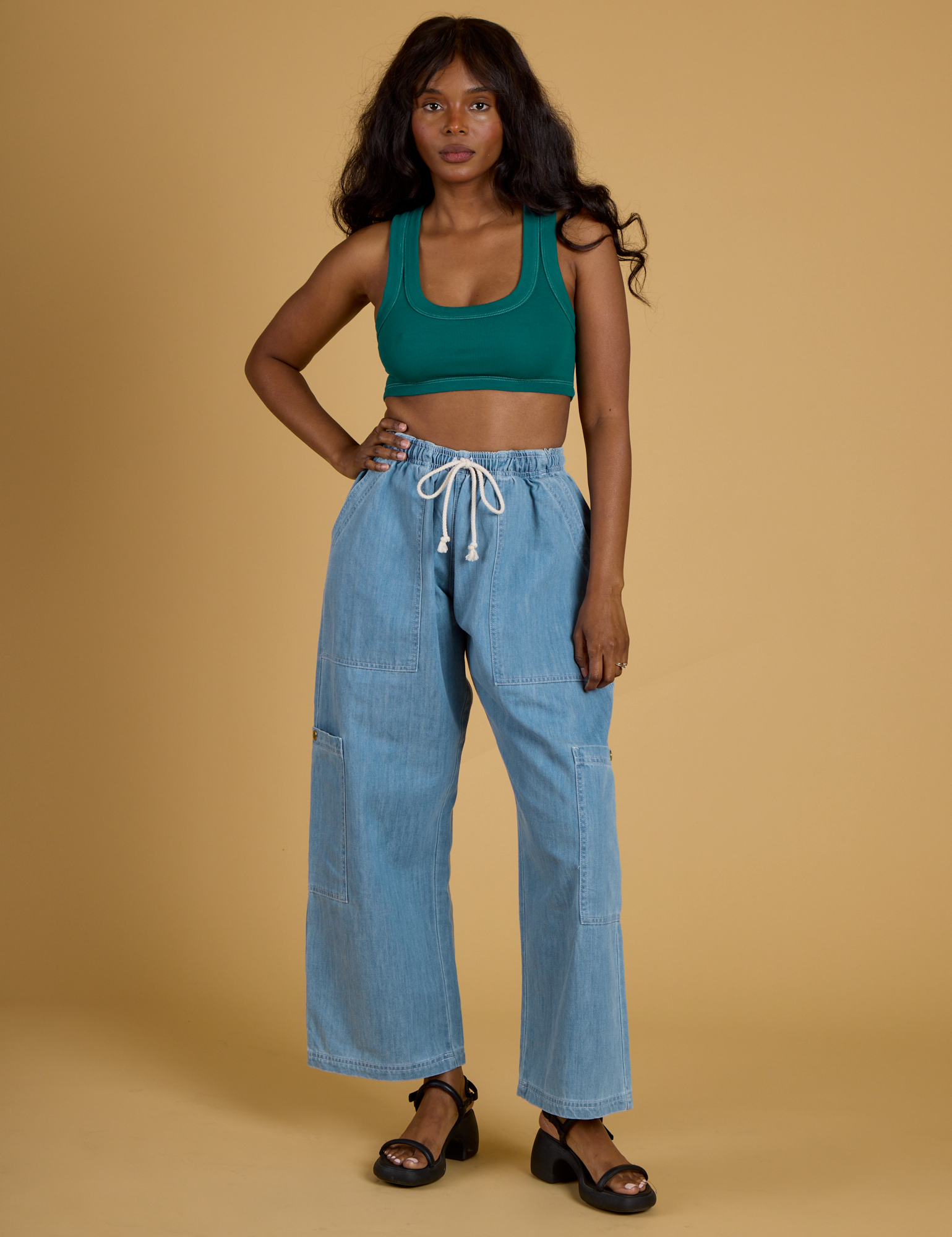 Contrast Stitch Mini Tank - Hunter Green