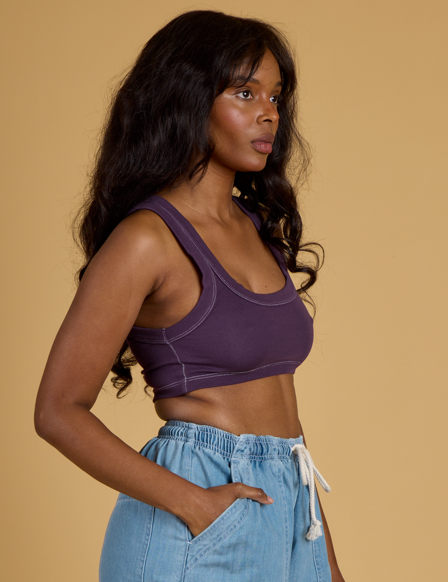 Contrast Stitch Mini Tank - Nebula Purple