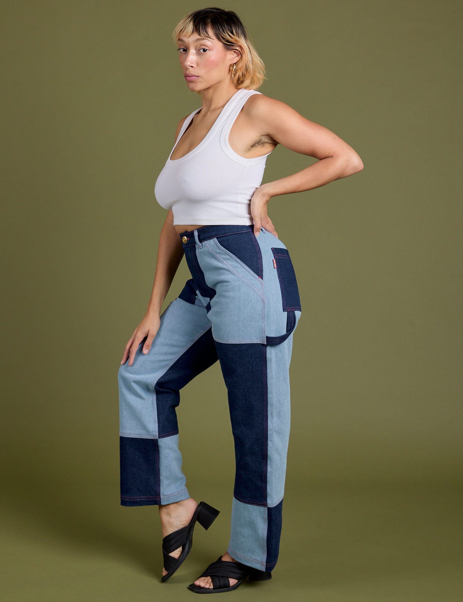 Mismatched Denim Carpenter Jeans