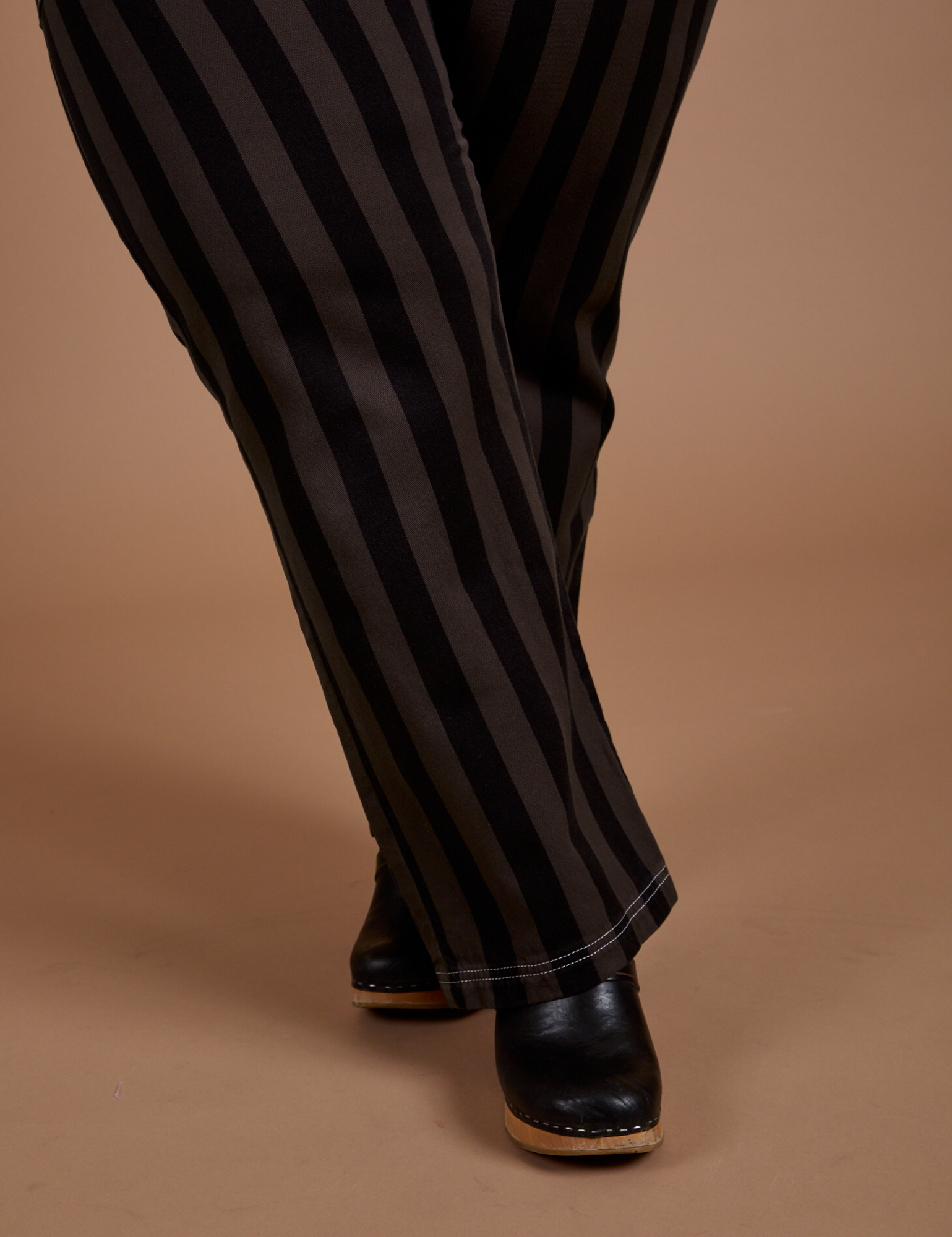 Black Stripe Work Pants - Espresso Brown  BIG BUD PRESS
