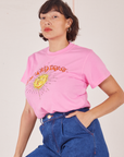 Sun Baby Organic Tee in Bubblegum Pink angled front view on Tiara