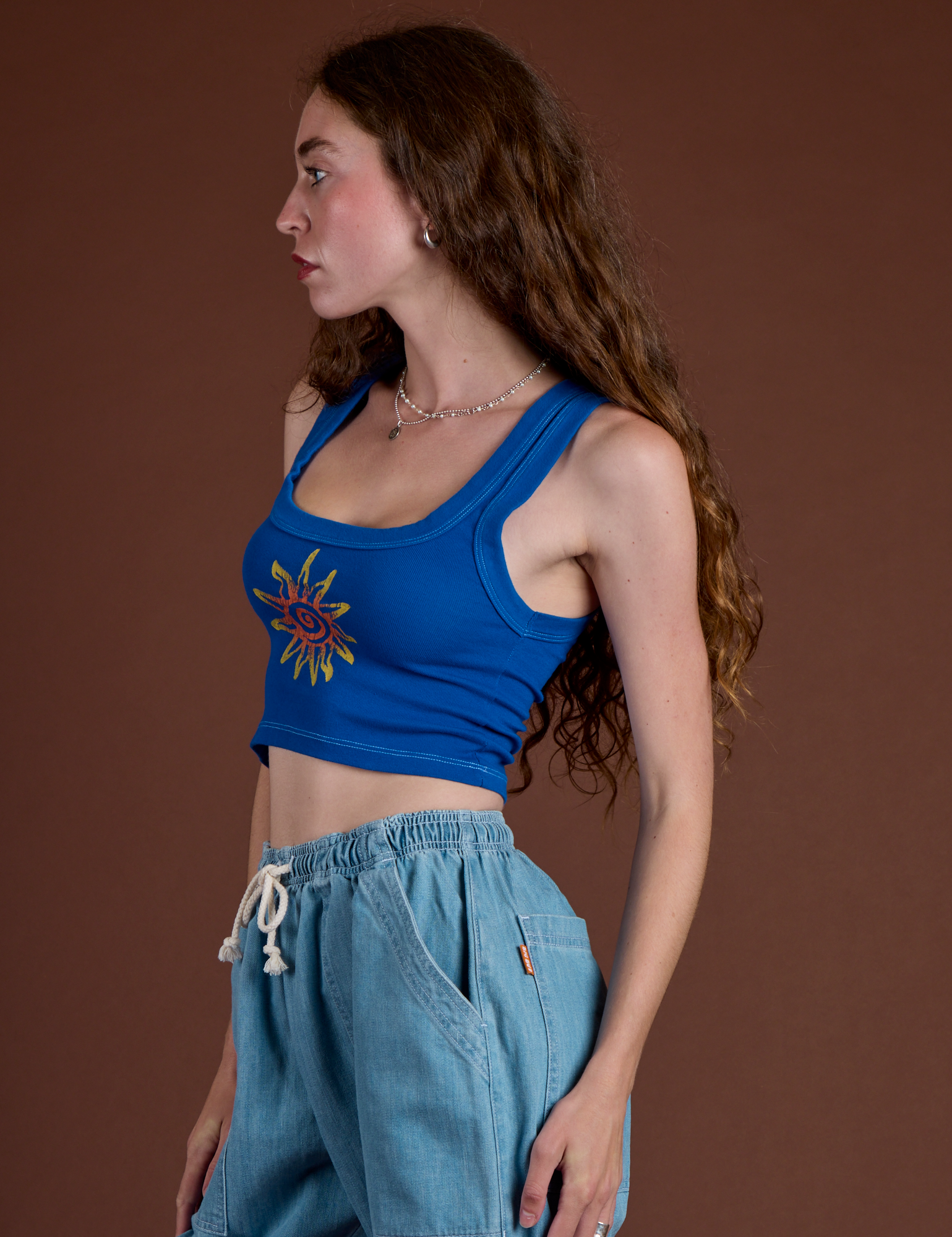 Icon Cropped Tank - Blue Sun