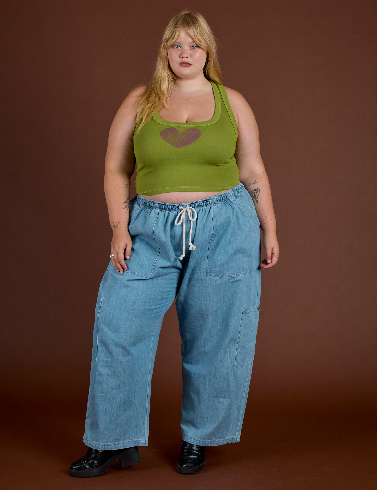 Icon Cropped Tank - Green Heart