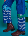 Paintstamped Work Pants in Daisy pant leg close up