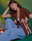 Paintstamped Pantry Button-Up in Mushroom on Alex