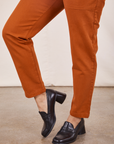 Pencil Pants in Burnt Terracotta pant leg side view close up