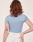 Back view of Baby Tee in Periwinkle on Alex