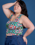 Cropped Tank Top - Quilt Print
