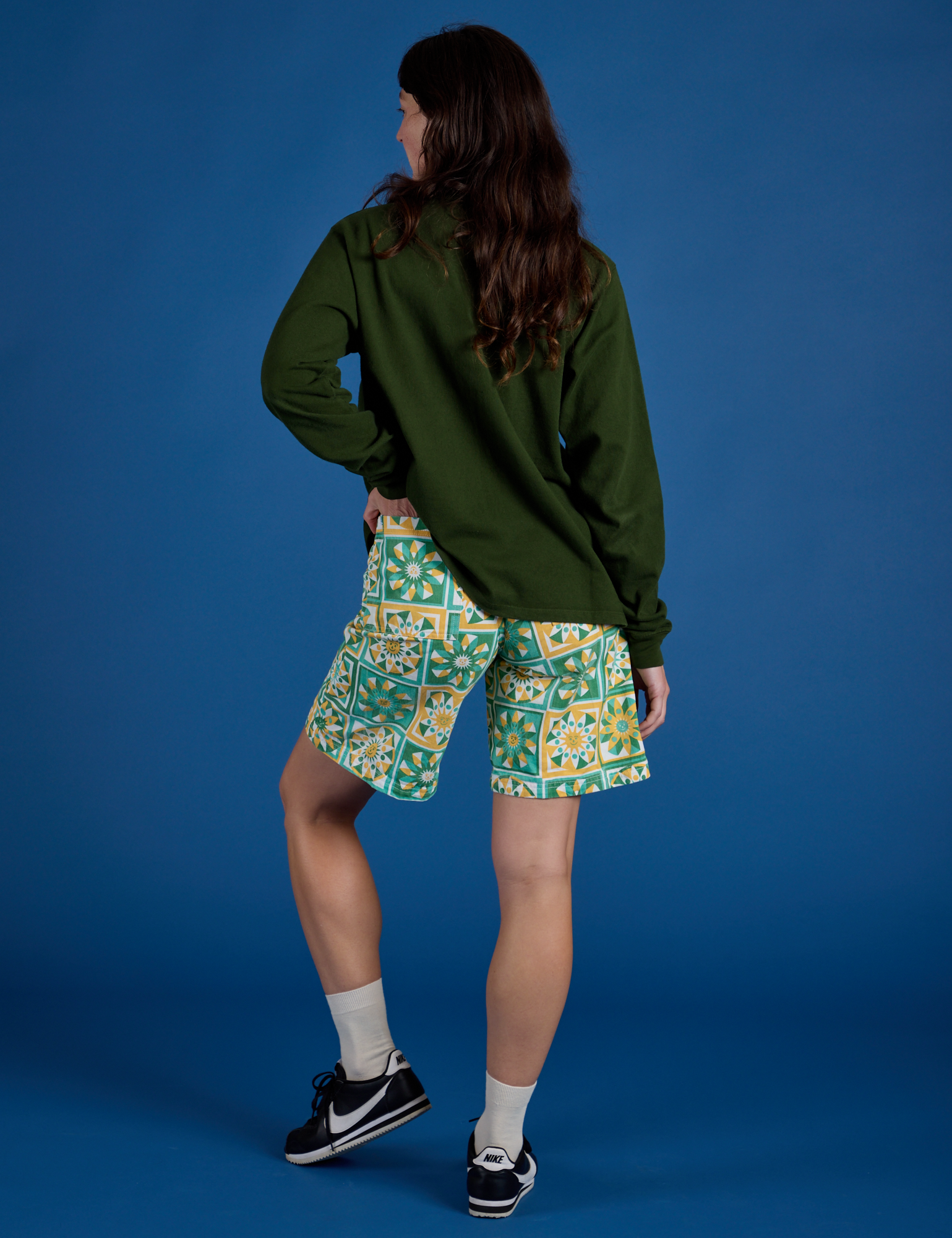 Longline Work Shorts - Spring Quilt Print