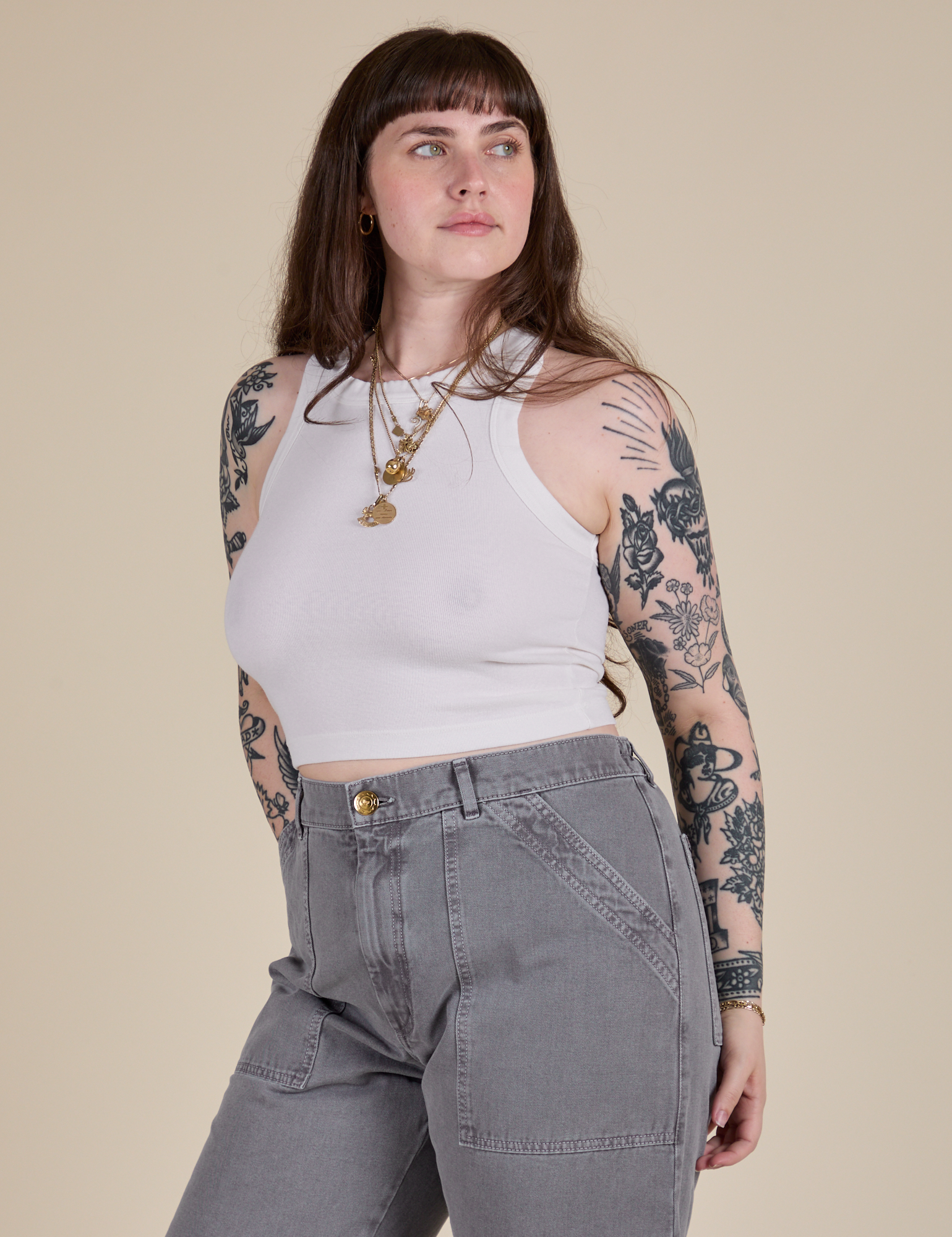 Racerback Tank - Vintage Tee White