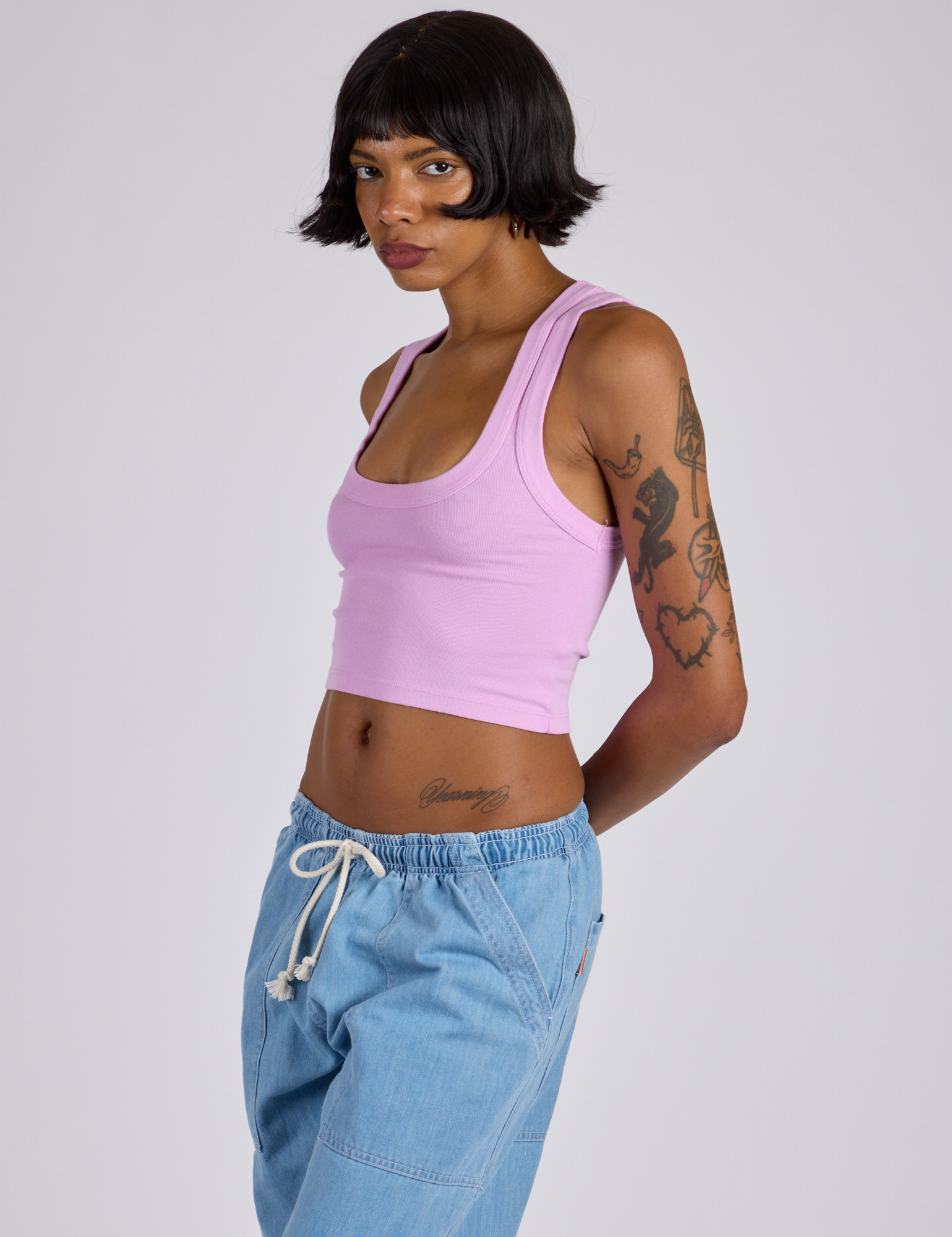 Cropped Tank Top - Lilac Purple