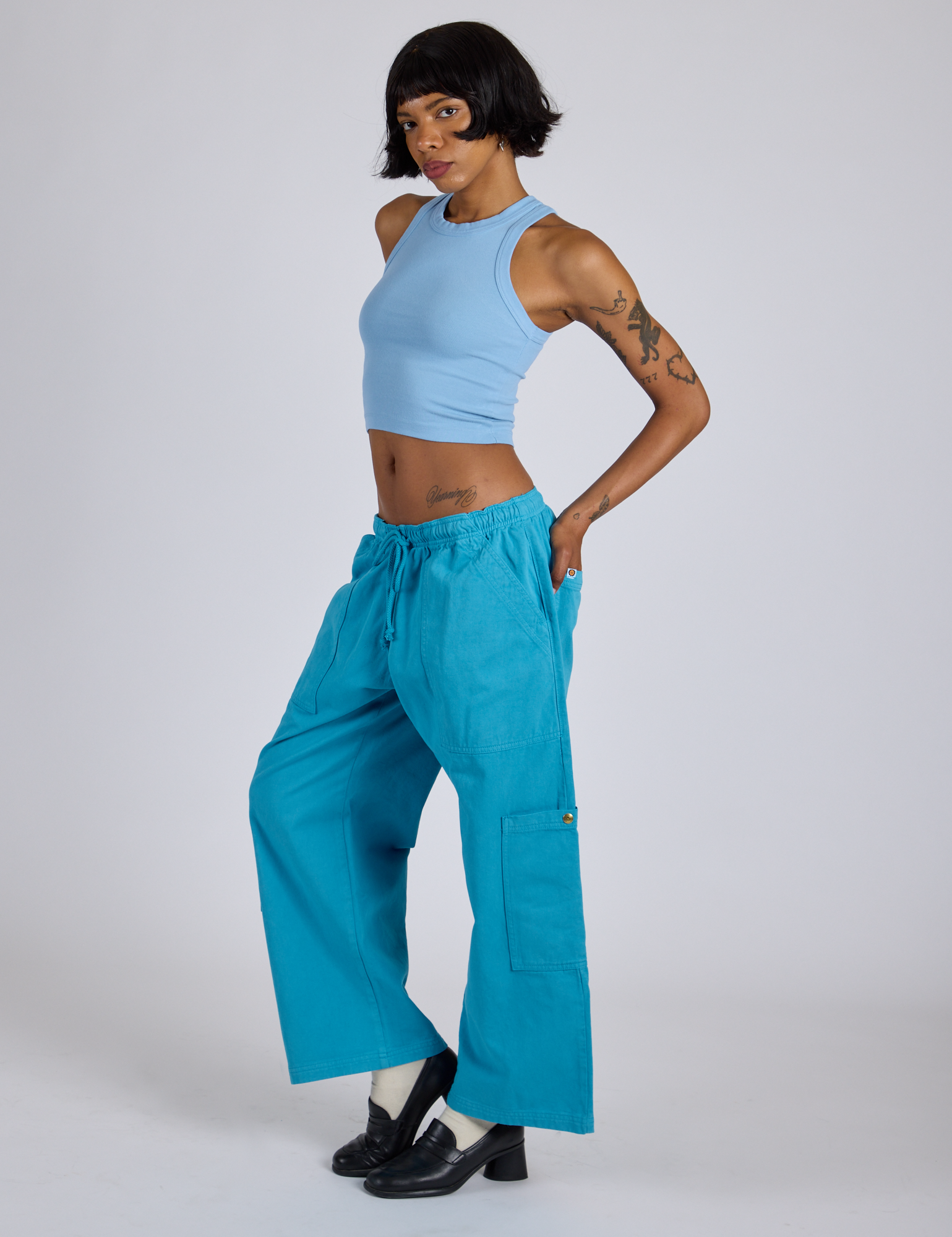 Drop Pocket Cargo Pants - Hawaiian Blue
