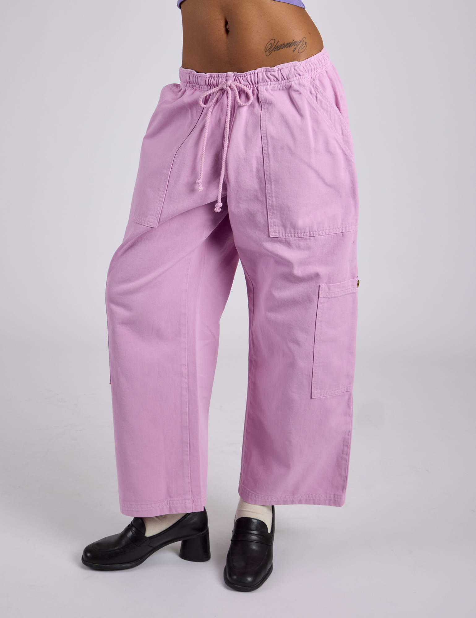 Drop Pocket Cargo Pants in Lilac Purple on Kira