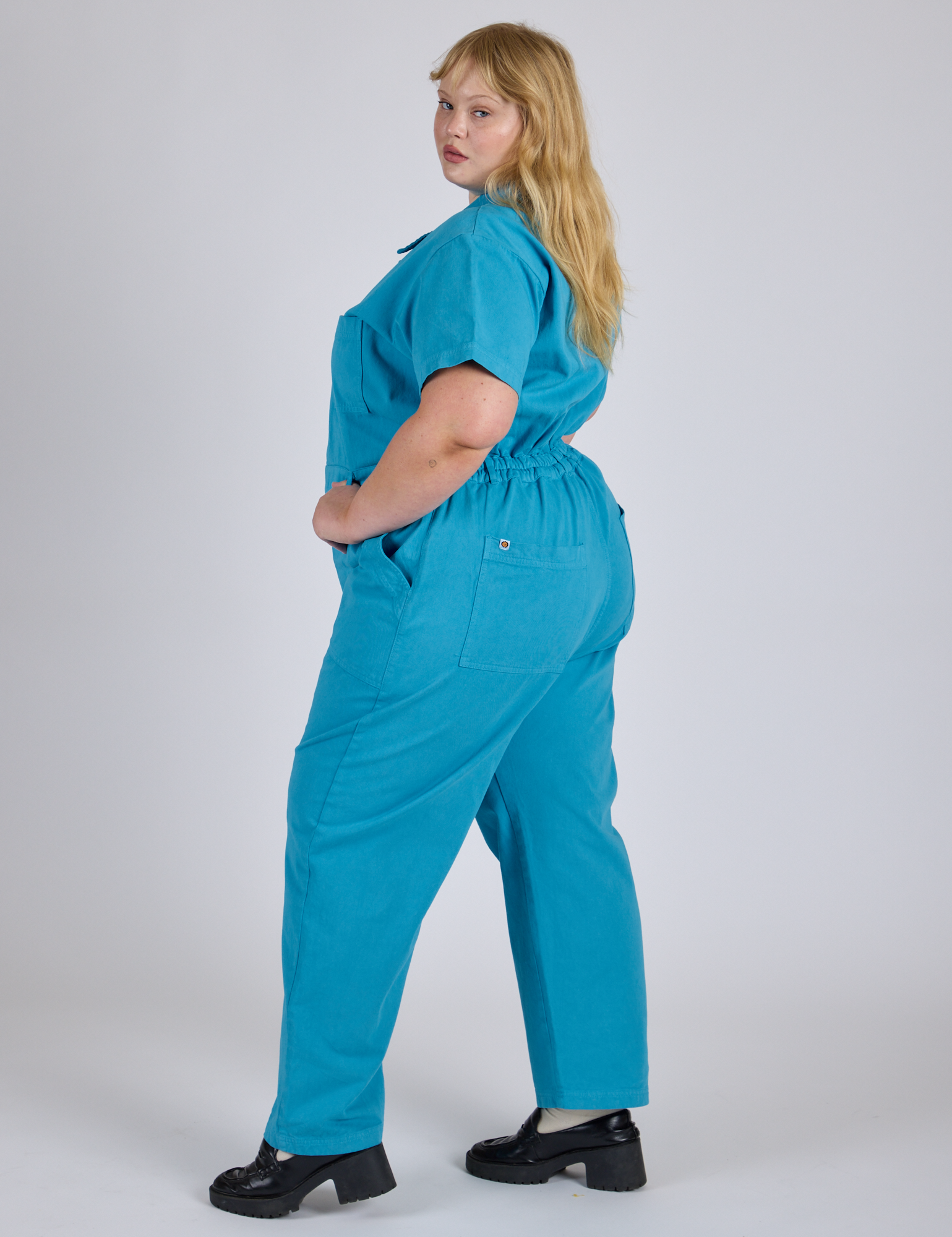 Short Sleeve Jumpsuit - Hawaiian Blue