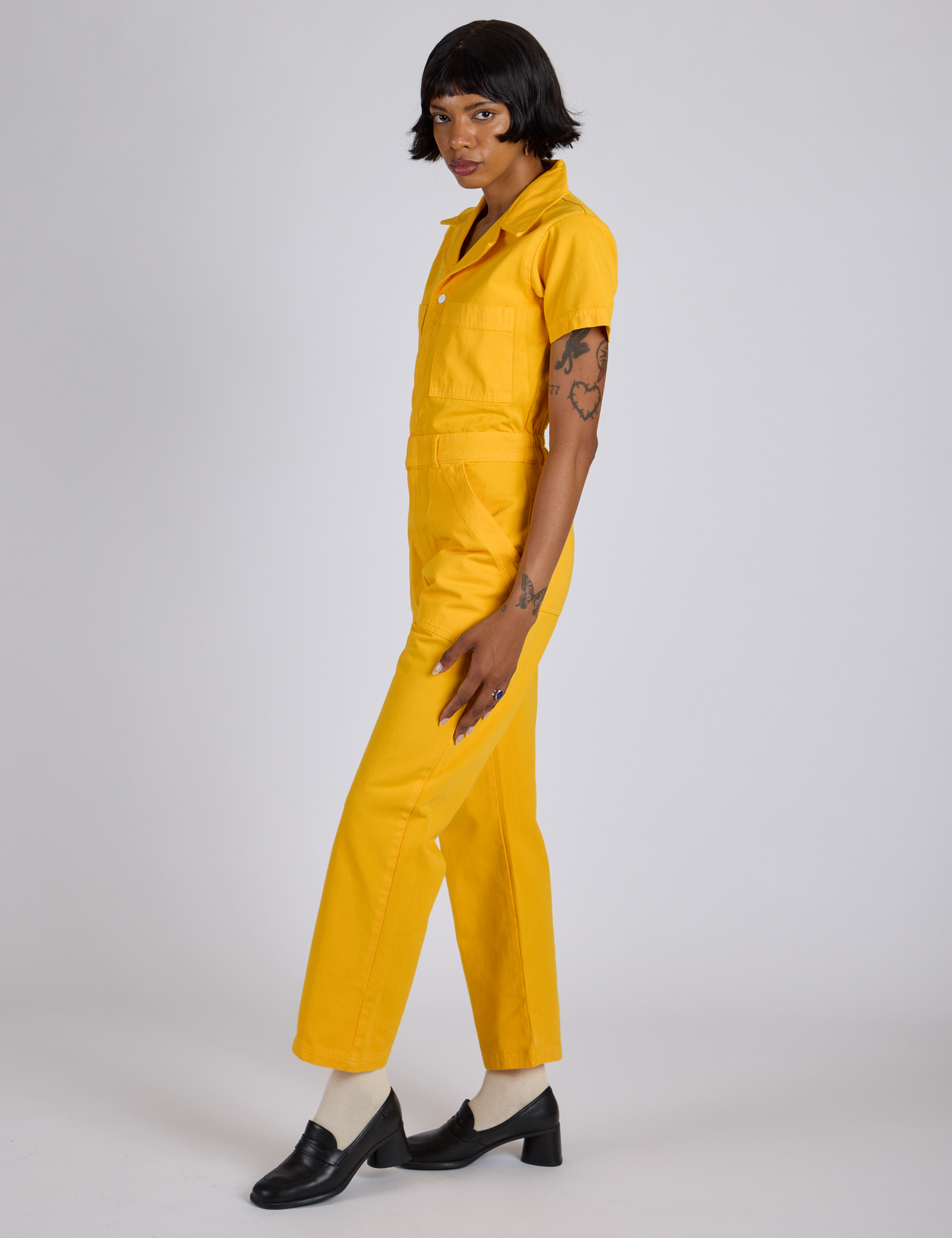 Short Sleeve Jumpsuit - Sunshine Yellow