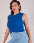 Muscle Tee in Royal Blue angled front view on Tiara