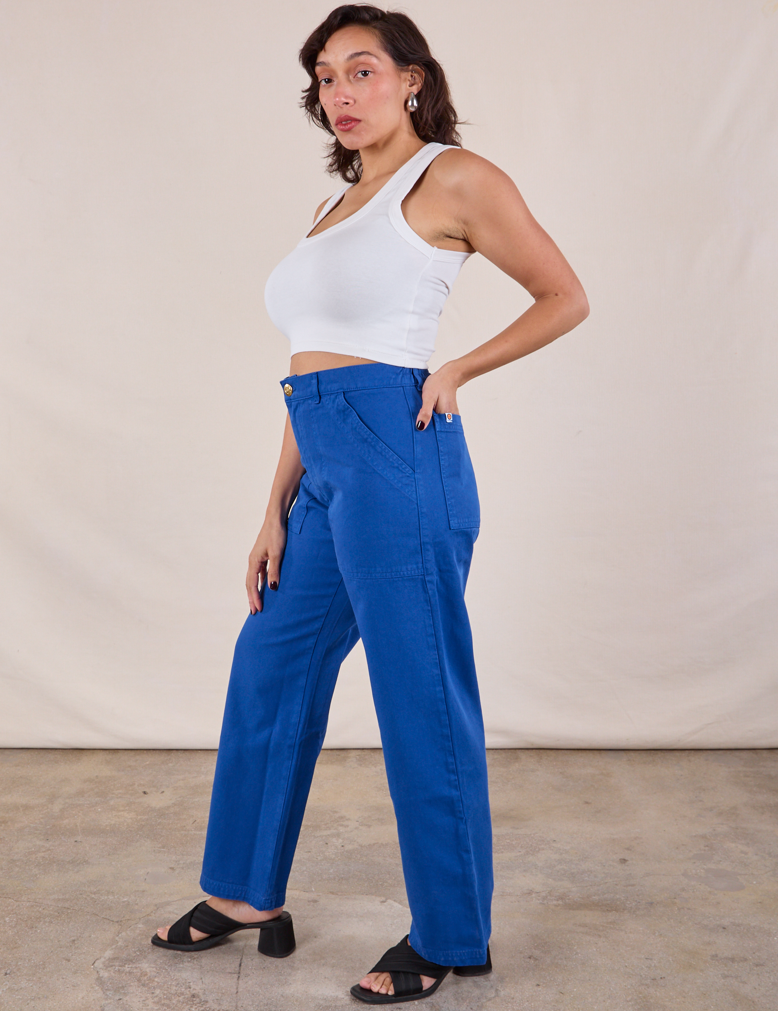 Work Pants in Royal Blue side view on Tiara