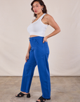 Work Pants in Royal Blue side view on Tiara