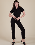 Short Sleeve Jumpsuit in Basic Black worn by Alex