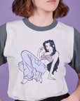 Grey Cool Girl Tee front close up on Hana