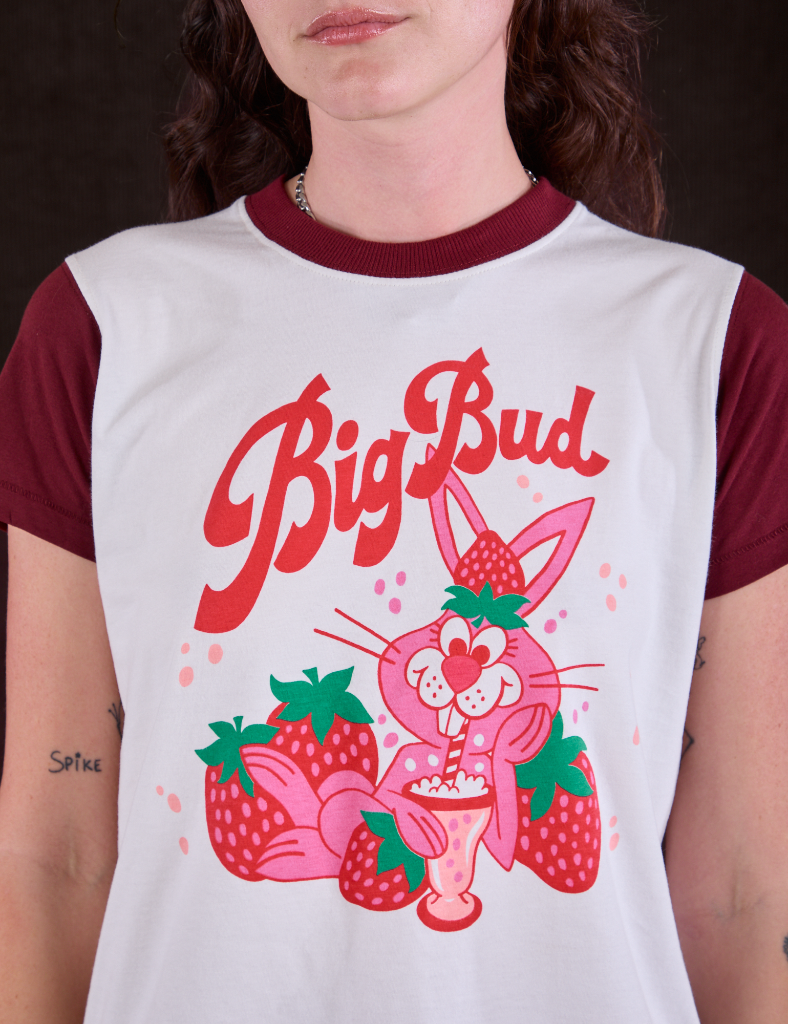 Vintage Tee in Strawberry Milk close up