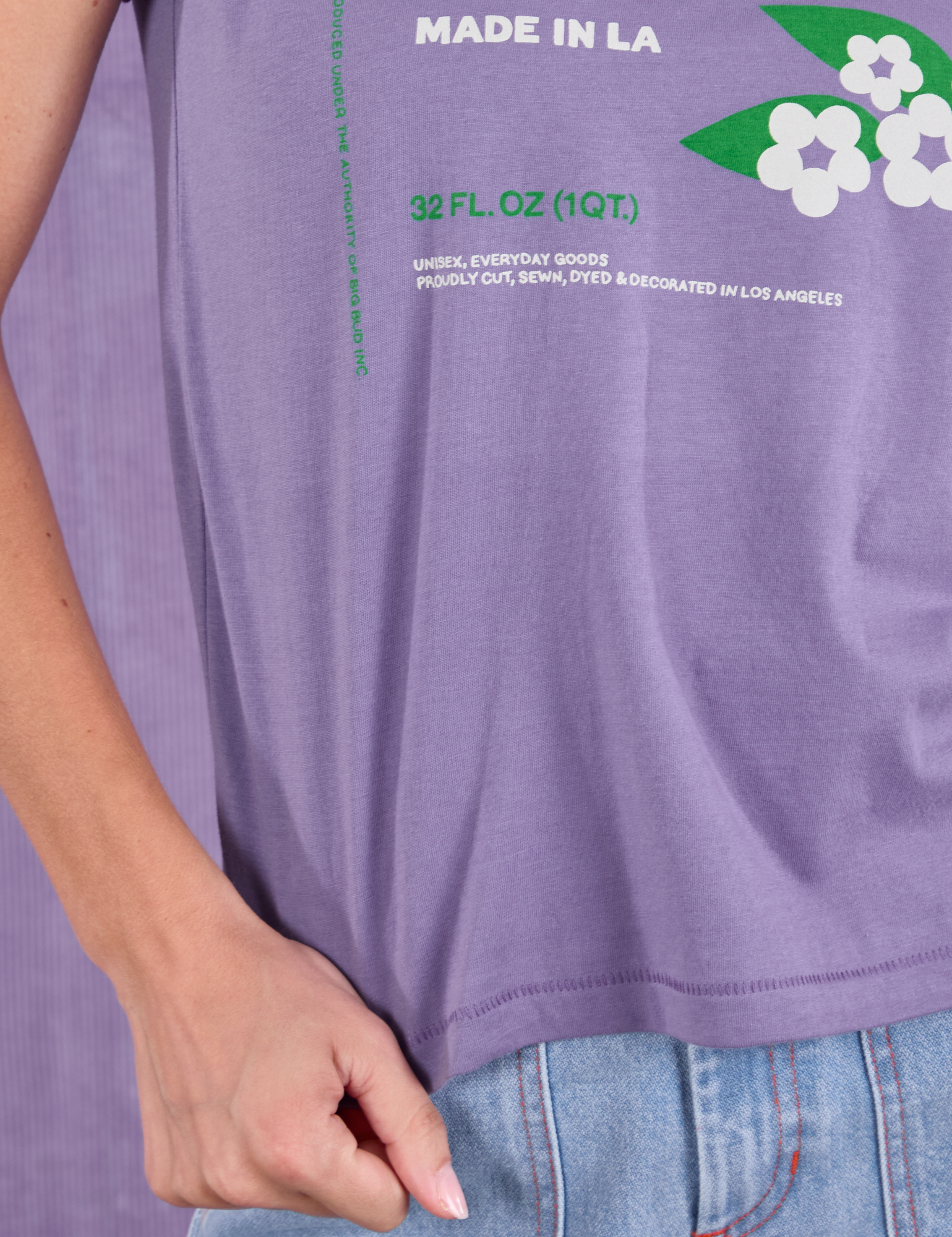 Vintage Tee in Grape Soda close up on Madeline