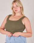 Lish is wearing Square Neck Tank in Surplus Green