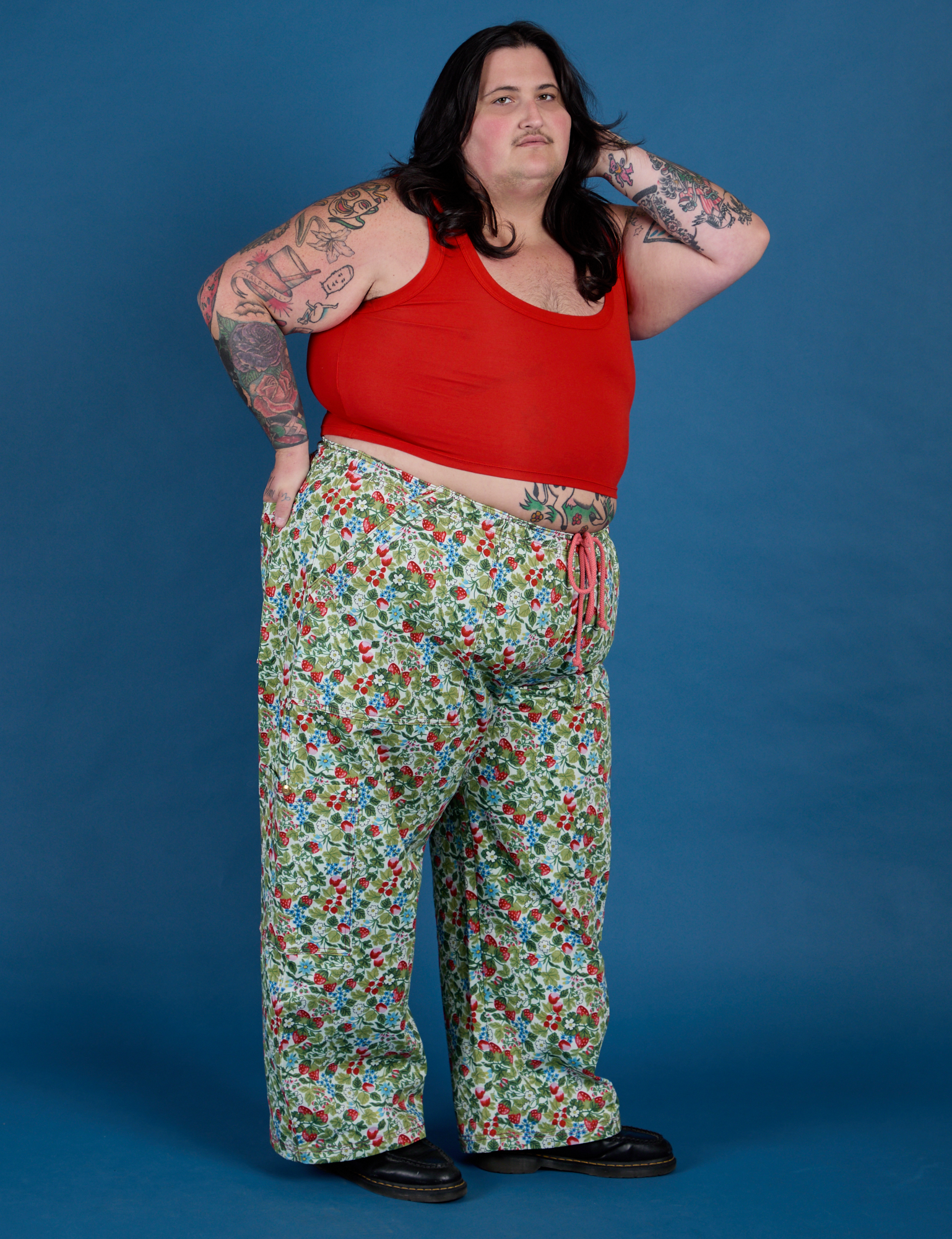 **PRE-ORDER - Ships 6-10 Weeks**  Strawberry Blossom Drop Pocket Cargo Pants