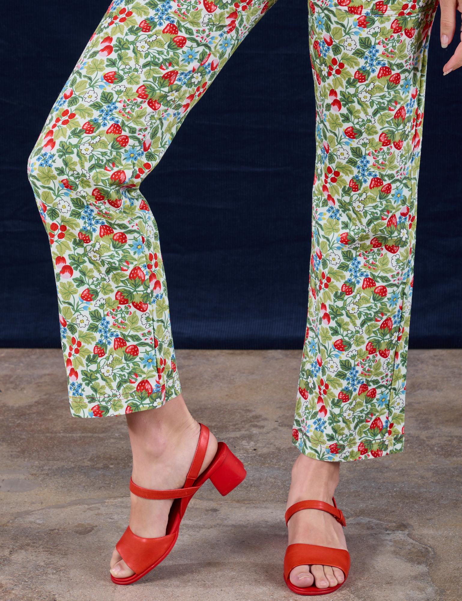 Work Pants in Strawberry Blossom pant leg close up on Alex
