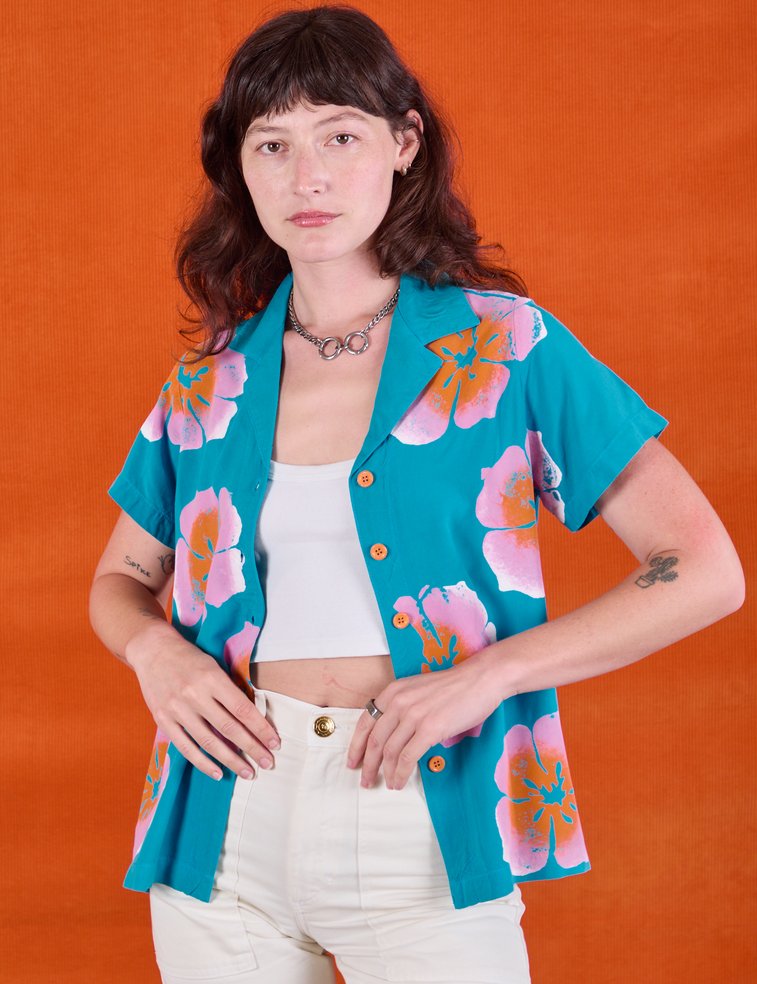 Paintstamped Pantry Button-Up - Hawaiian Blue