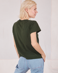 Organic Vintage Tee in Swamp Green back view on Madeline