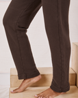 Rolled Cuff Sweat Pants in Espresso Brown pant side view close up on Kandia