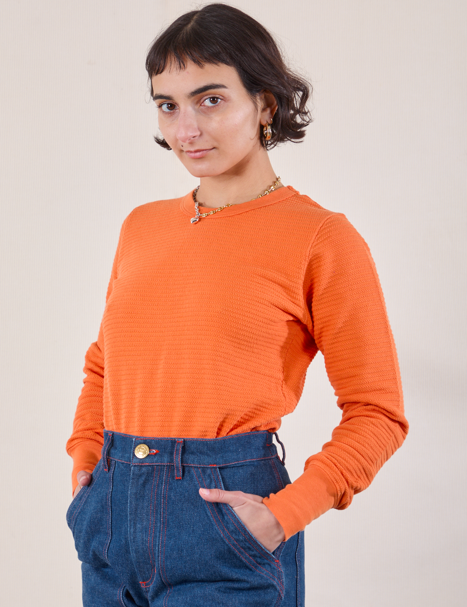 Honeycomb Thermal in Construction Orange angled front view on Soraya