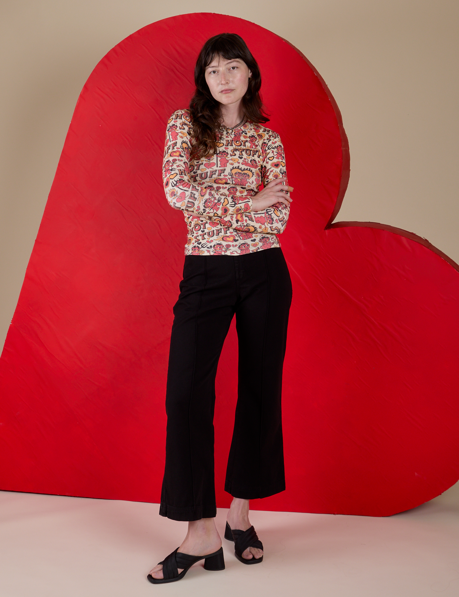 Long Sleeve Baby Tee - Hot Stuff Print