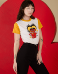 Angled front view of Vintage Tee in Devil Lovers on Alex