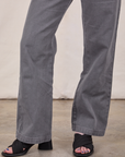 Work Pants in Washed Grey pant leg close up on Hana