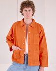 Denim Work Jacket in Construction Orange worn by Quinn