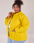 Denim Work Jacket in Golden Yellow side view on Morgan