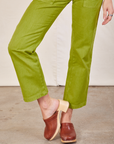 Work Pants in Gross Green pant leg close up on Alex