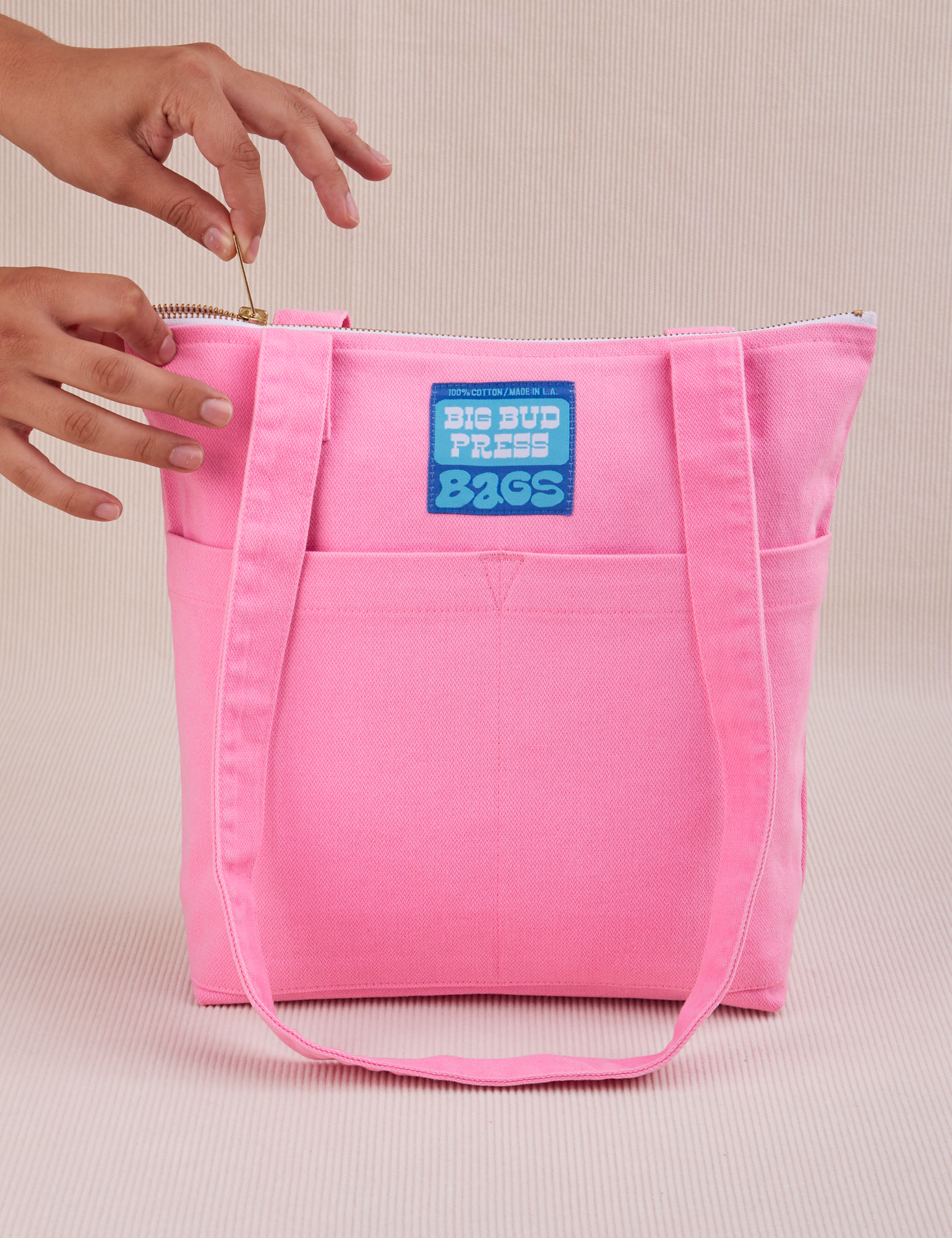 Over-Shoulder Zip Mini Tote in Bubblegum Pink