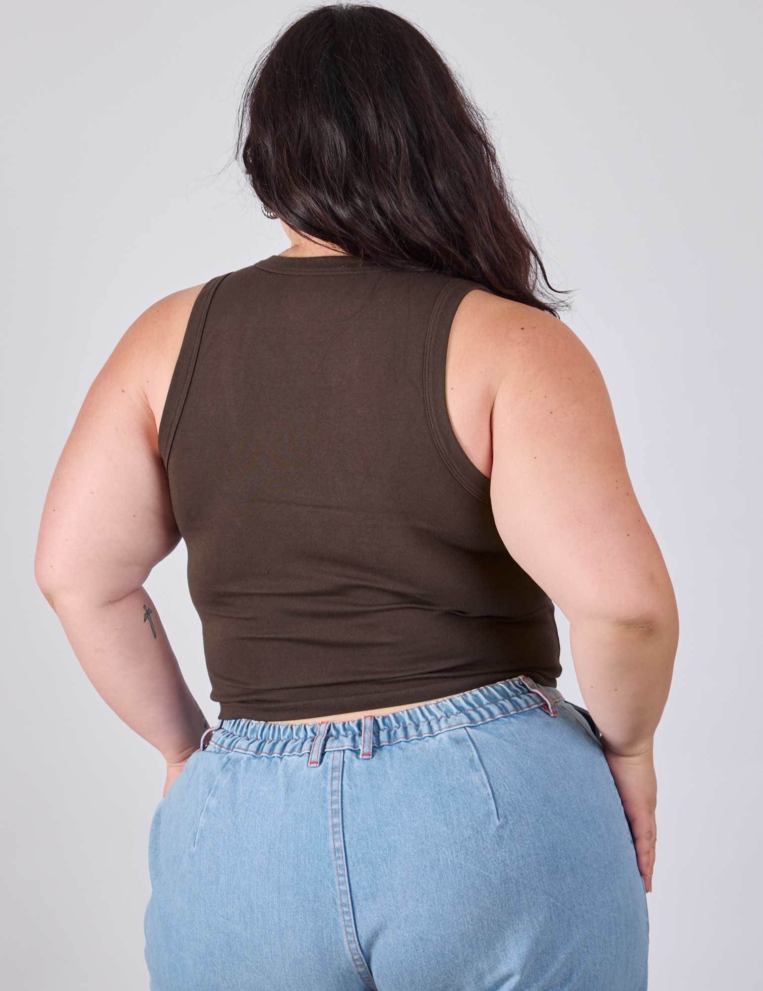 Cropped Tank Top in Espresso Brown back view on Ashley