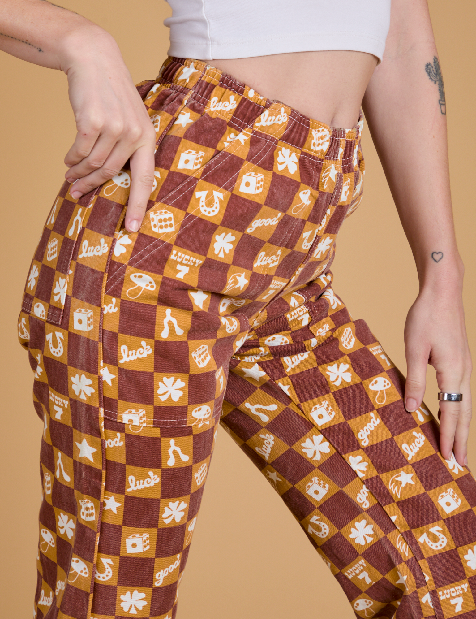 Printed Action Pants - Lucky (Orange)