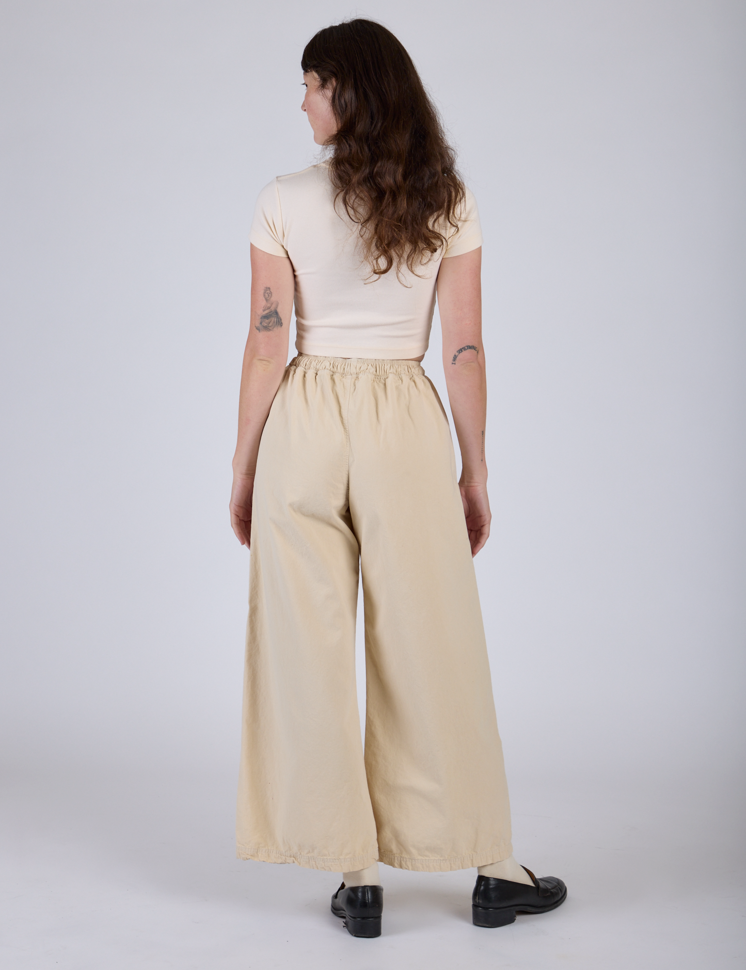Pleated Pull-On Pants - Vintage Off-White