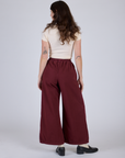 Pleated Pull-On Pants - Red Wine