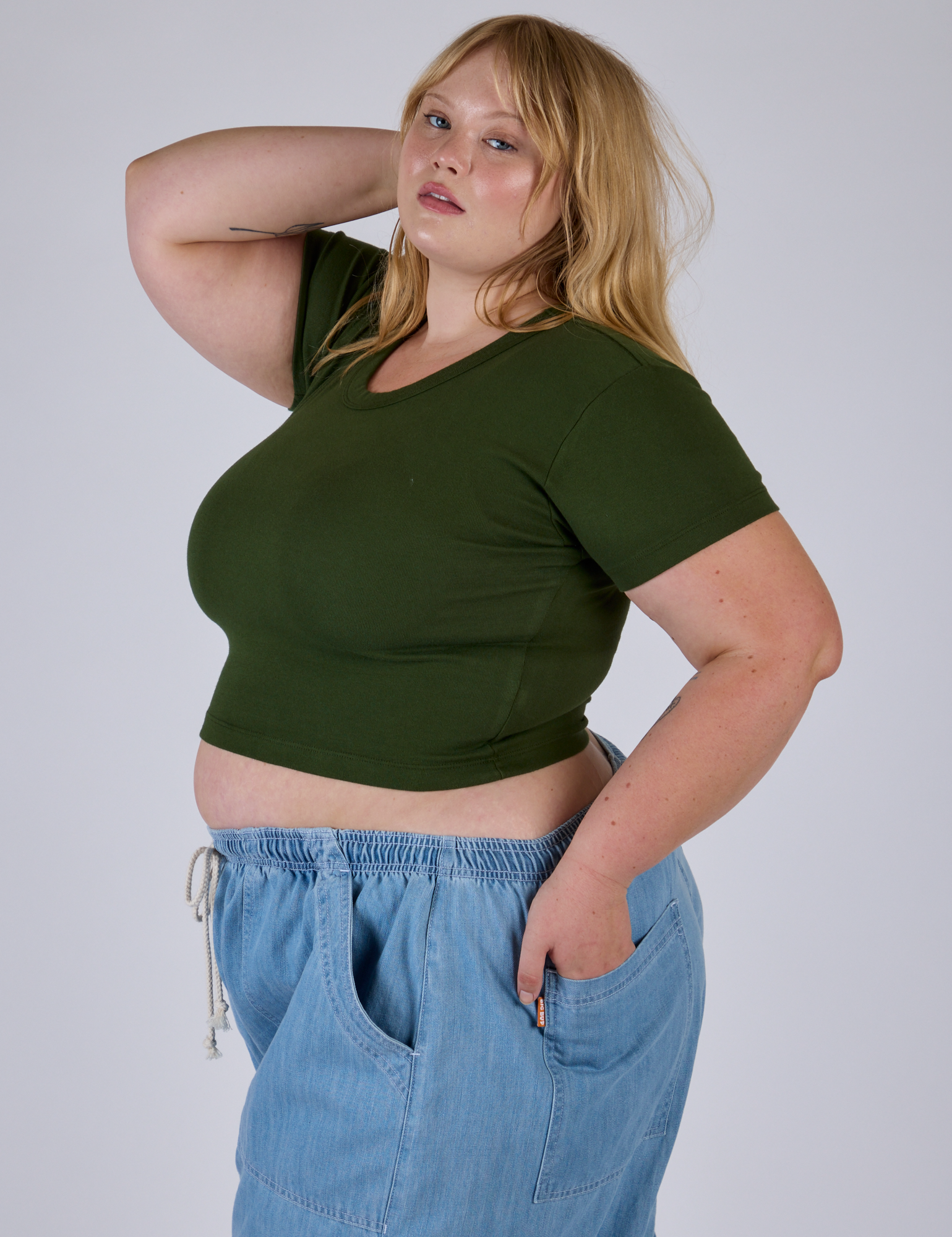 Cropped Baby Tee - Evergreen