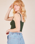 Cropped Cami in Swamp Green angled back view on Margaret